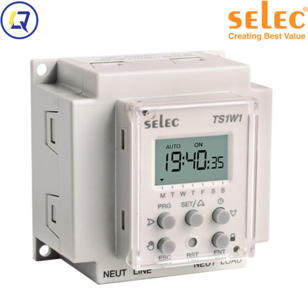 Selec-TS1W1-1-20A-230V : Timer 24H hiển thị màn hình LCD