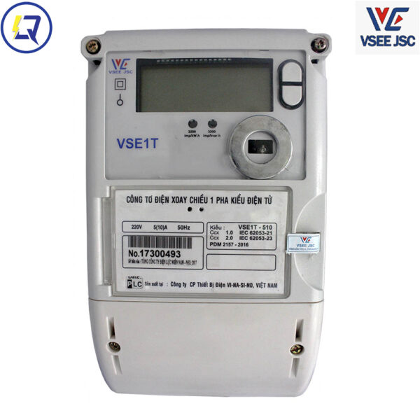 Vinasino-VSE1T-510: CÔNG TƠ ĐIỆN TỬ  1 PHA - 3 BIỂU GIÁ GIÁN TIẾP