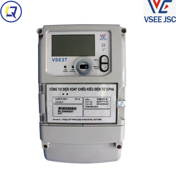 Vinasino-VSE3T-5B: CÔNG TƠ ĐIỆN TỬ  3 PHA - 3 BIỂU GIÁ GIÁN TIẾP ĐO 2 CHIỀU