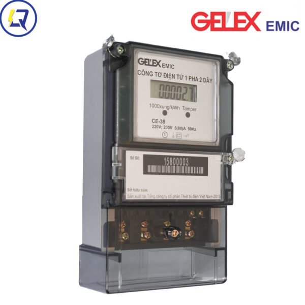 Gelex Emic-CE-38: Điện tử 1 pha 1 giá 5/80(A) - Loại đơn giản, không đo xa