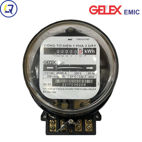 Gelex Emic-CV140: Công Tơ Điện 1 Pha 10/40A - CCX 2, Hữu Công (KWh) Nắp Thủy Tinh