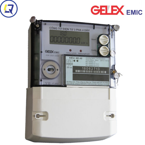 Gelex Emic-ME-40: Điện tử 3 pha 1 giá, 5(10)A - 5(100)