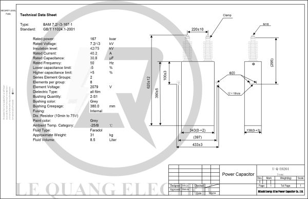 ABB(HITACHI)-BAM 7.2/√3-167-1 : Tụ bù trung thế 3 pha 7.2kV HITACHI (ABB) BAM 7.2/√3-167-1 - Hình ảnh 3