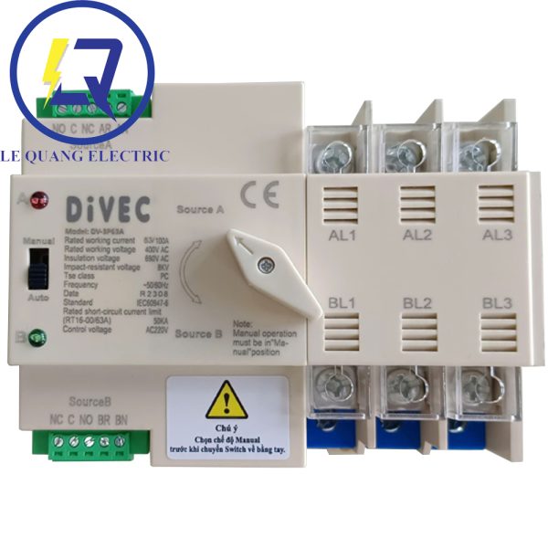 DV 3P 100A  : Bộ chuyển nguồn tự động DIVEC 3 Pha 100A , DV 3P 100A MINI