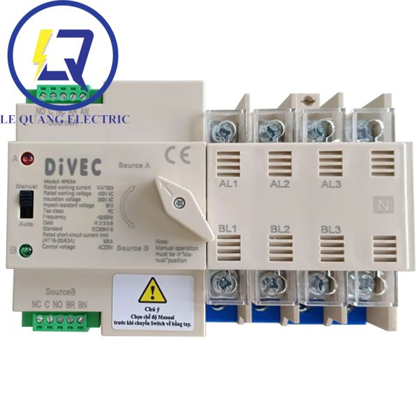 DV 4P 63A  : Bộ chuyển nguồn tự động DIVEC 4 Pha 63A , DV 4P 63A MINI
