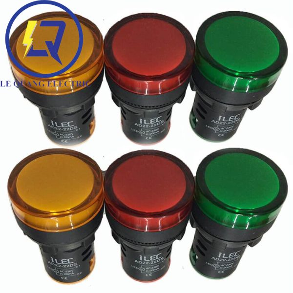 ILEC-IL13-22CS-R : Đèn báo pha phi 22 Loại Nắp Vòm ILEC-IL13-22CS-R màu đỏ 24VAC/VDC