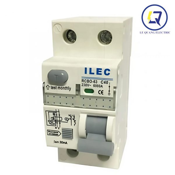 ILEC ELMT63-C20 2P+20A: CẦU DAO BẢO VỆ CHỐNG RÒ VÀ QUÁ TẢI RCBO 6kA 30mA